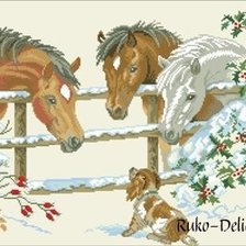 Схема вышивки «кони»