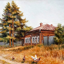 Схема вышивки «деревенский пейзаж»