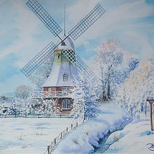 Схема вышивки «Мельница. Зима.»