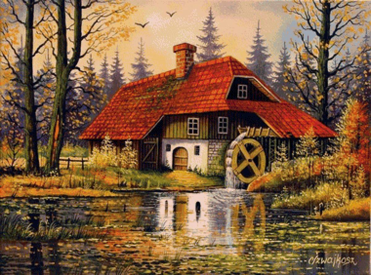 Мельница. Осень. - отражение, лес, мельница, вода, осень - предпросмотр