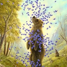 Схема вышивки «Бабочки и медведь.»