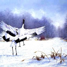 Схема вышивки «журавли»