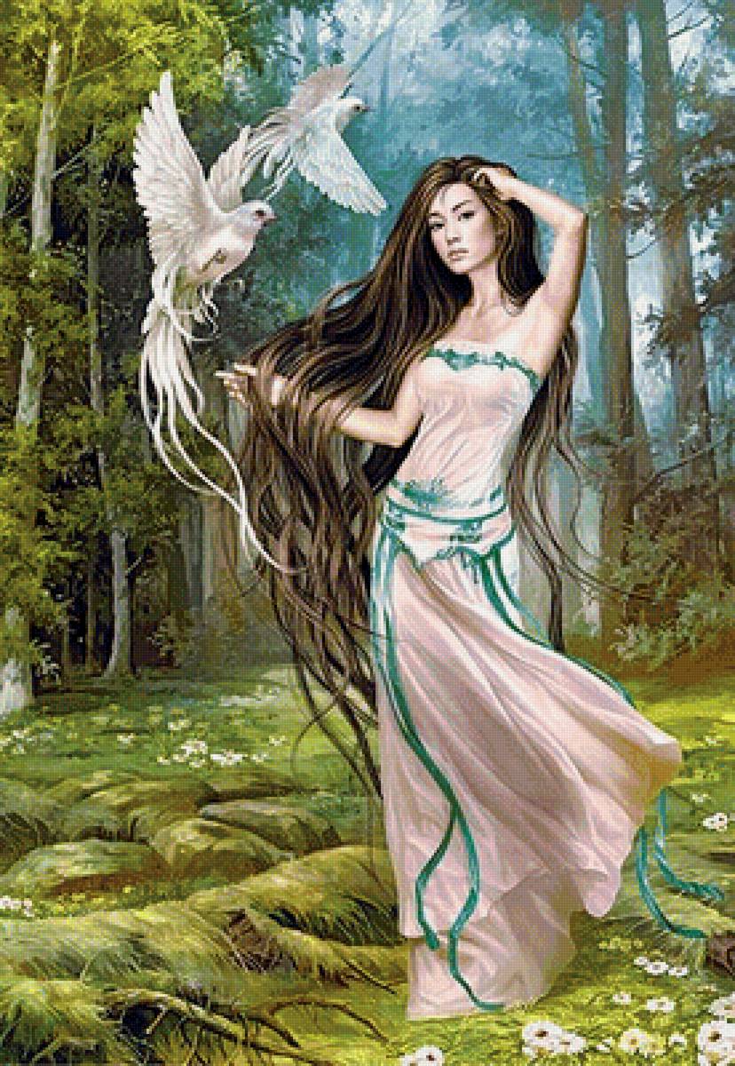 лесная дева - люди, природа, пейзаж, картина - предпросмотр