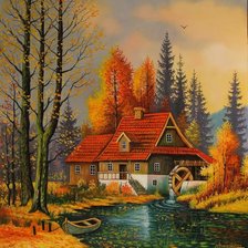 Схема вышивки «młyn w jesiennych barwach»