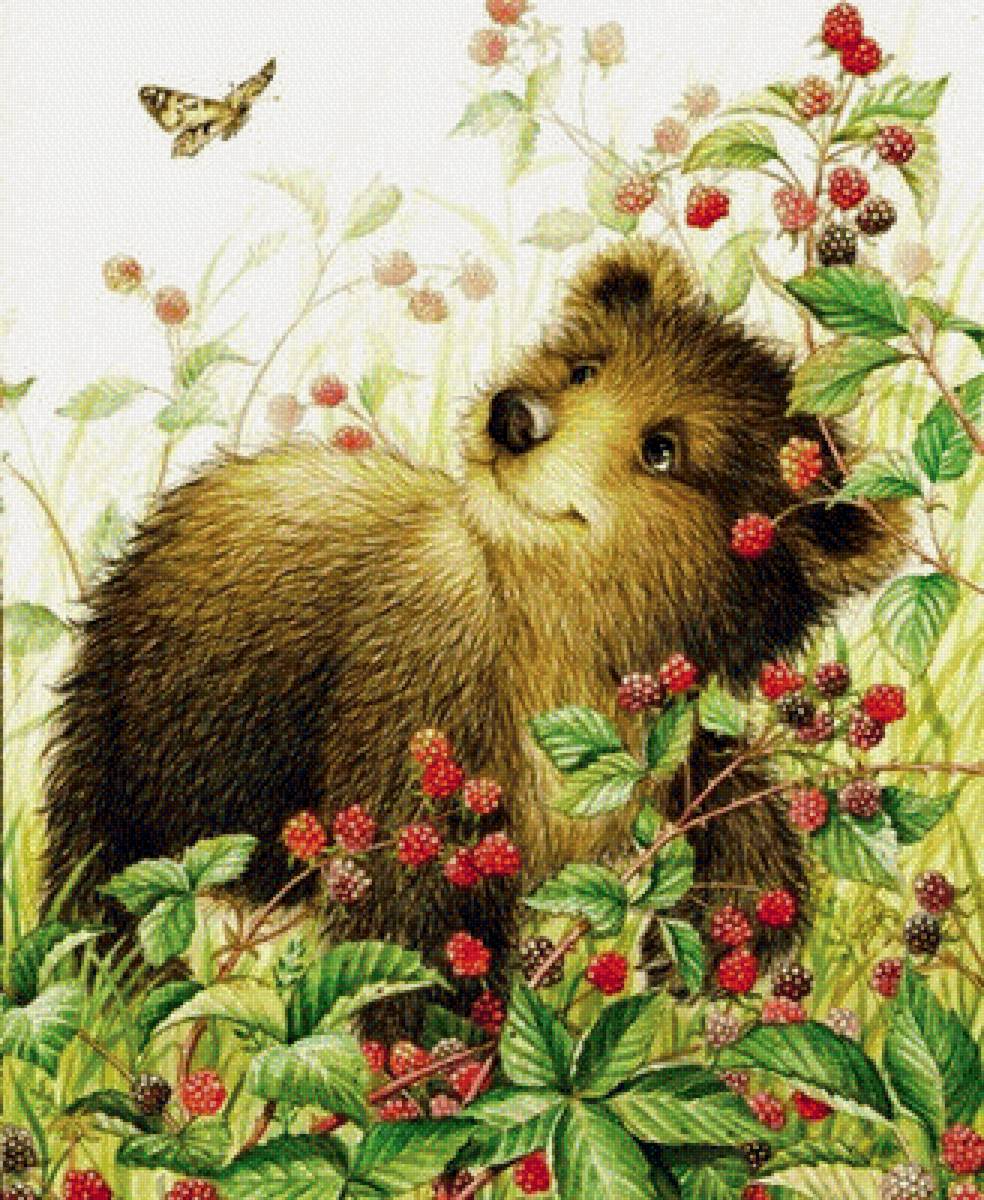 медвежонок - картина, животные, природа - предпросмотр