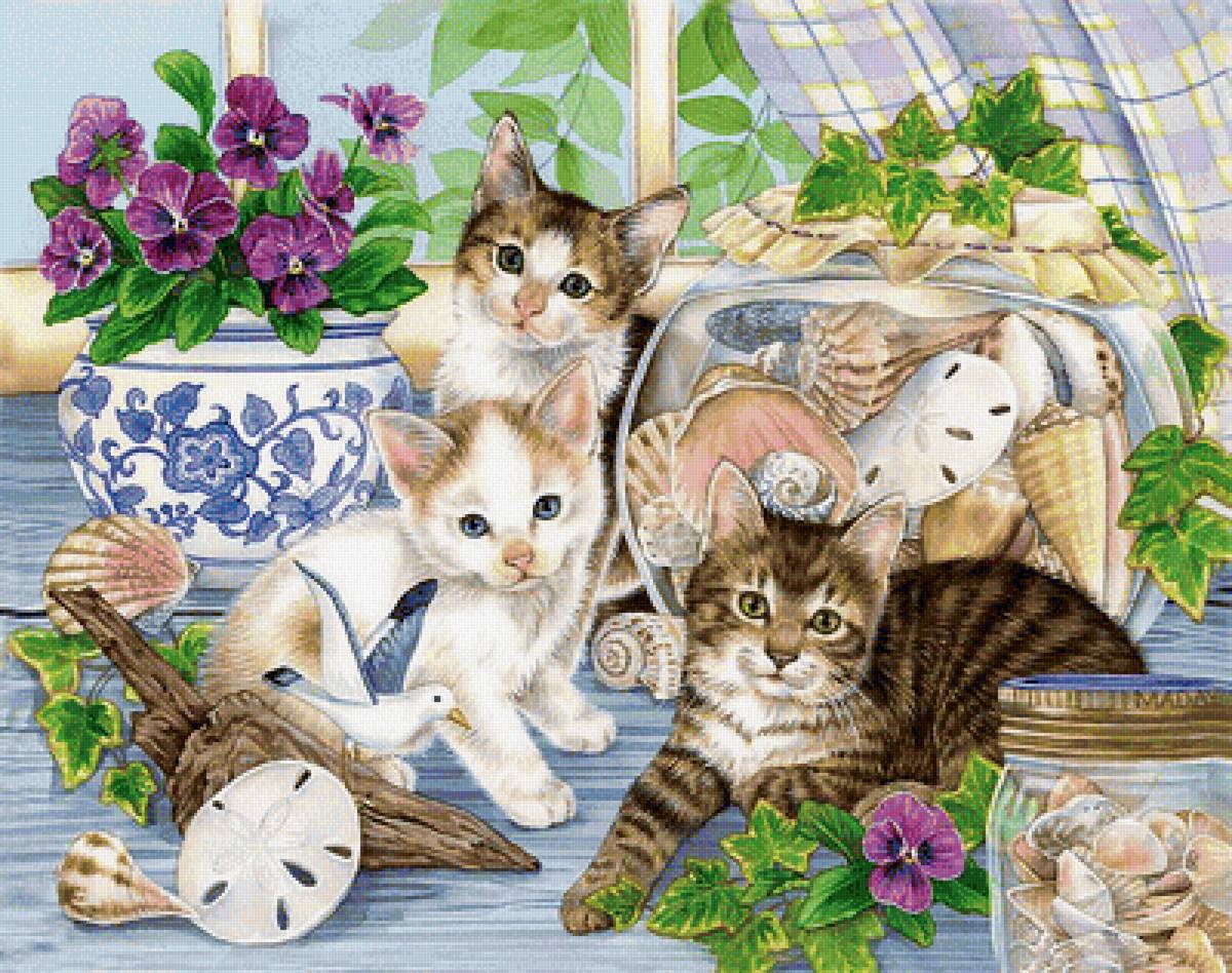 кошки-очарование моё... - цветы, кошка - предпросмотр