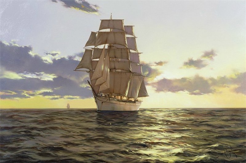 морской пейзаж - парусник, море - оригинал