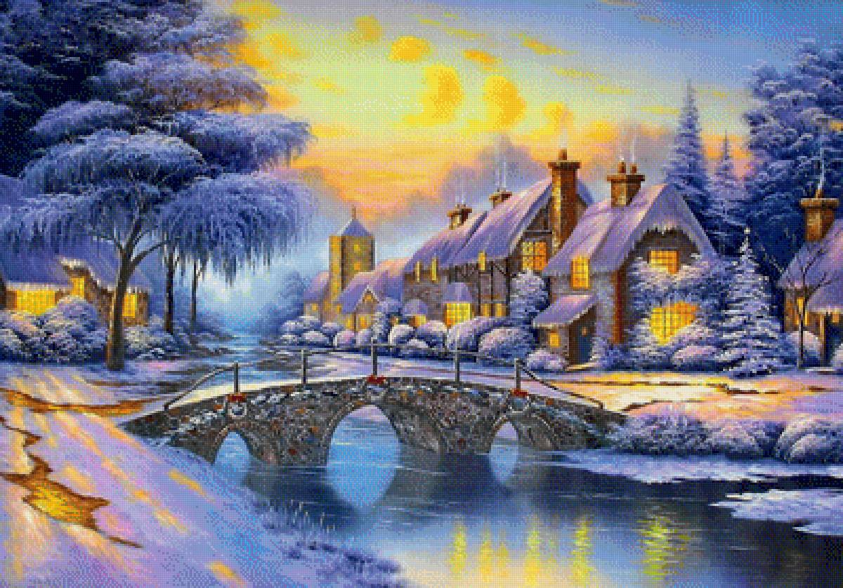 Зимняя сказка - вышивка крестиком - предпросмотр