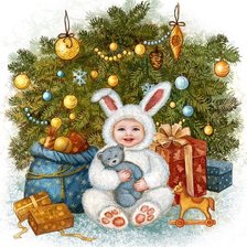 Схема вышивки «мальчик-зайчик»