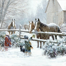 Схема вышивки «зимняя картина»