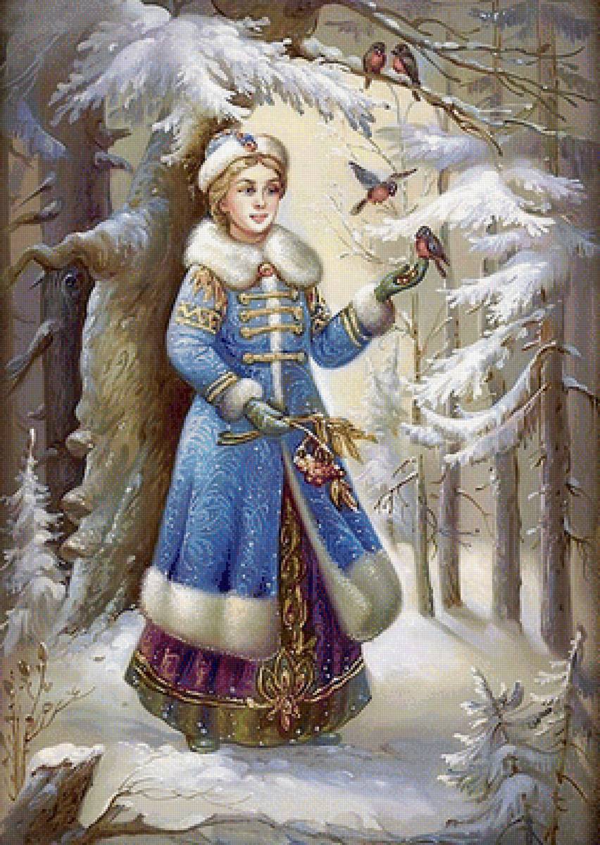 Снегурочка - птицы, зима, лес, снегурочка - предпросмотр