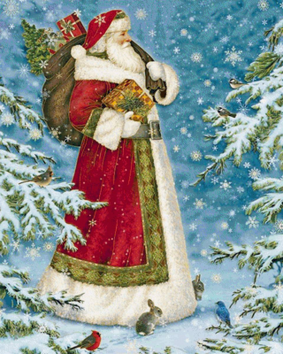 Дед Мороз - лесные животные, дед мороз, зима, лес - предпросмотр