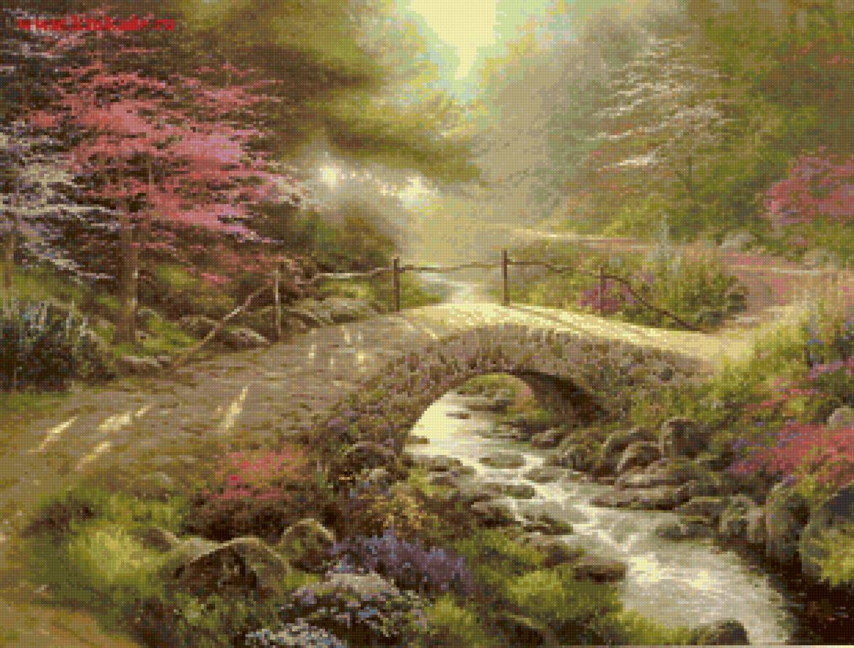 мост, томас кинкейд,парк, река, водоем,пейзаж, природа - предпросмотр