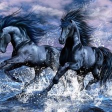 Схема вышивки «кони»