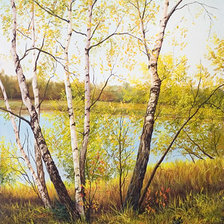 Схема вышивки «Первые листочки»