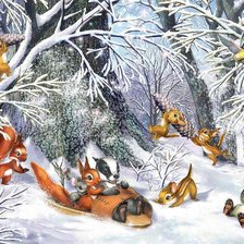 Схема вышивки «Новый год в лесу»