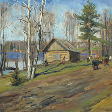 Схема вышивки «Деревенский пейзаж Аладжалова»