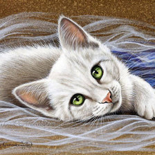 Схема вышивки «Белый котенок»