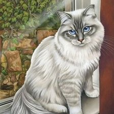 Схема вышивки «Кошка на окошке»