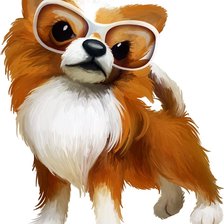 Схема вышивки «собака в очках»