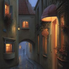 Схема вышивки «Сумеречная улочка»