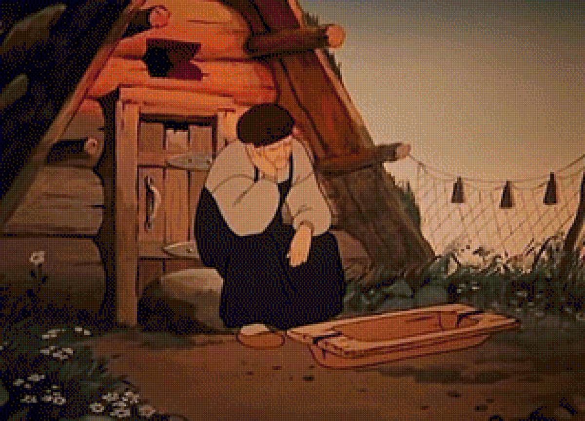 У разбитого корыта - сказки, пушкин, старуха, корыто - предпросмотр