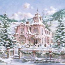 Схема вышивки «Дом в горах»