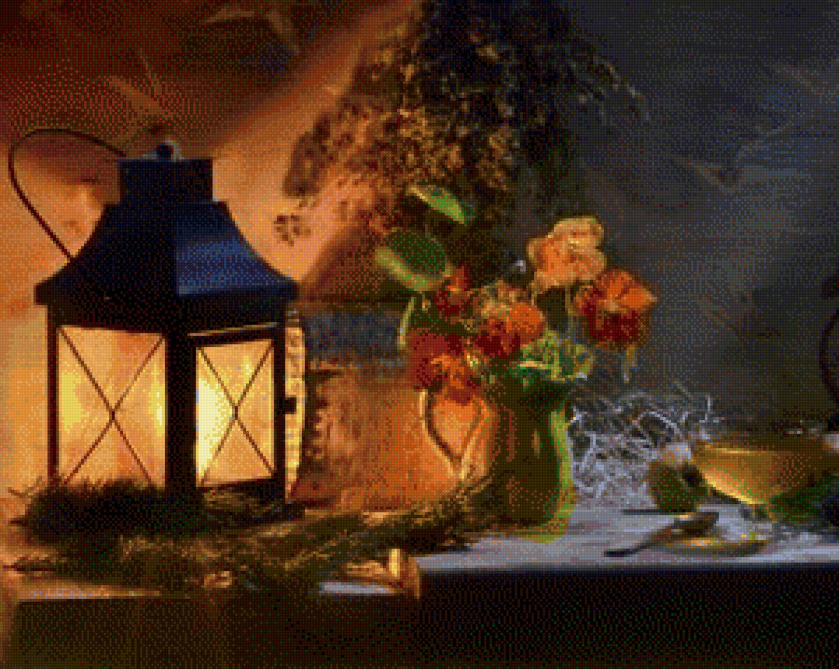 Натюрморт, фонарь - фонарь, натюрморт - предпросмотр