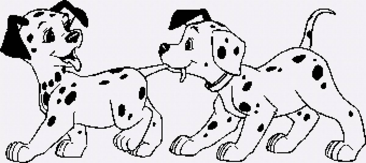 2 dalmatins - схема крестиком, далматинец, два далматинца, собака, щенок - предпросмотр