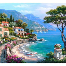 Схема вышивки «дом у моря»