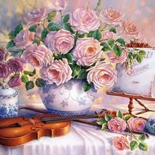 Схема вышивки «цветы и скрипка»