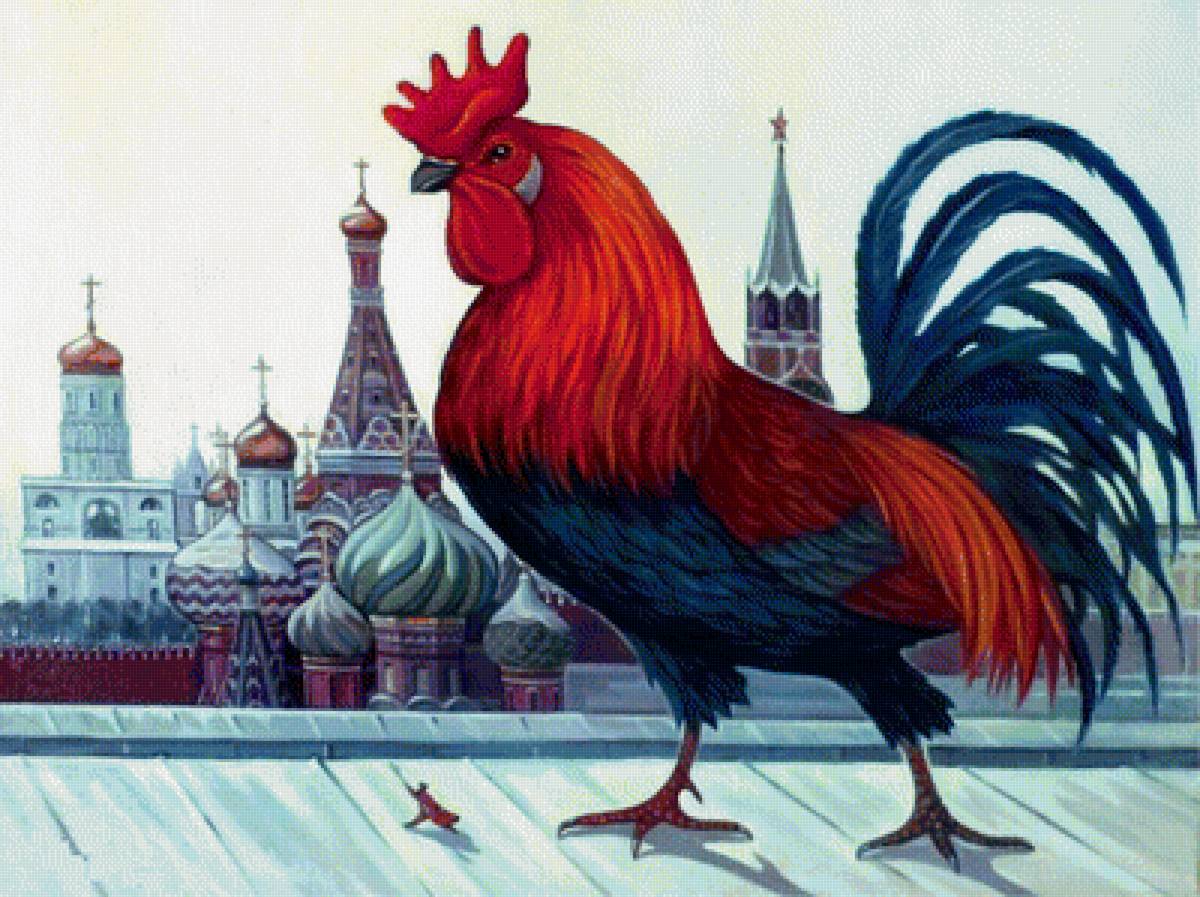 Мир птиц - петух, москва, город, арт - предпросмотр
