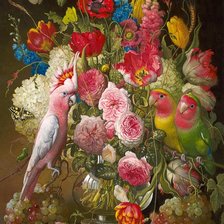 Схема вышивки «Натюрморт с попугаями»