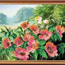 Схема вышивки «алые цветы»