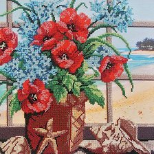 Схема вышивки «маки с незабудками»