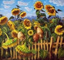 Схема вышивки «пейзаж с подсолнухами»