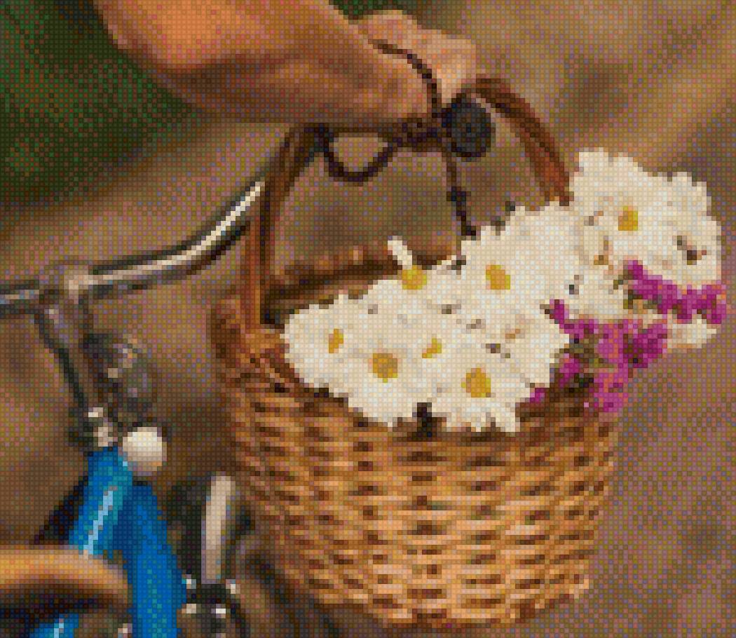 ромашки - велосипед, ромашки, корзина - предпросмотр