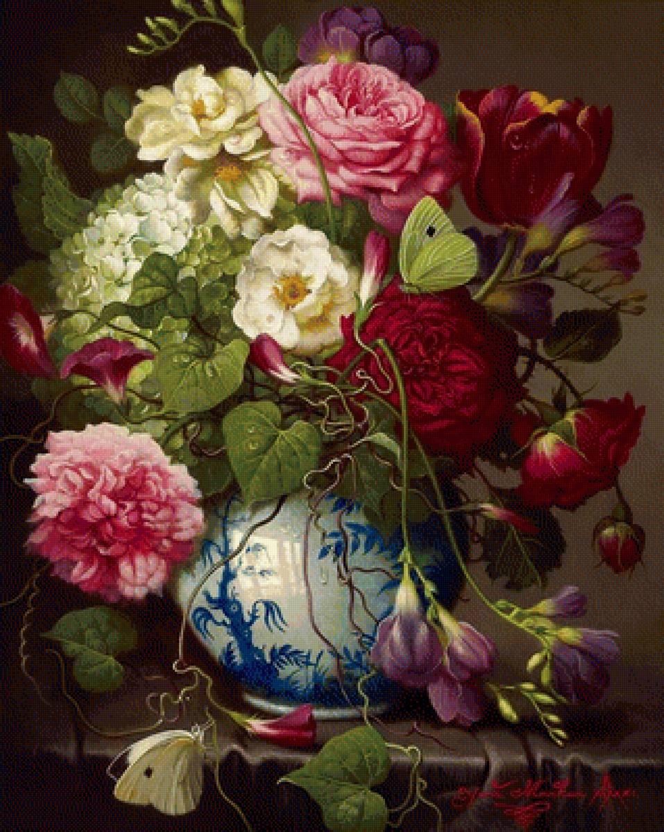 №1636030 - живопись, цветочный натюрморт - предпросмотр