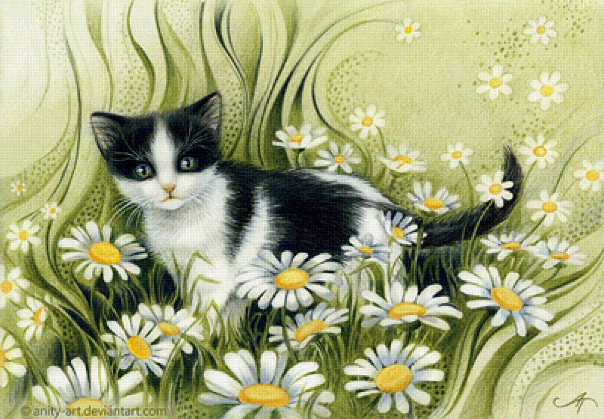 в ромашках - животные, природа, пейзаж - предпросмотр