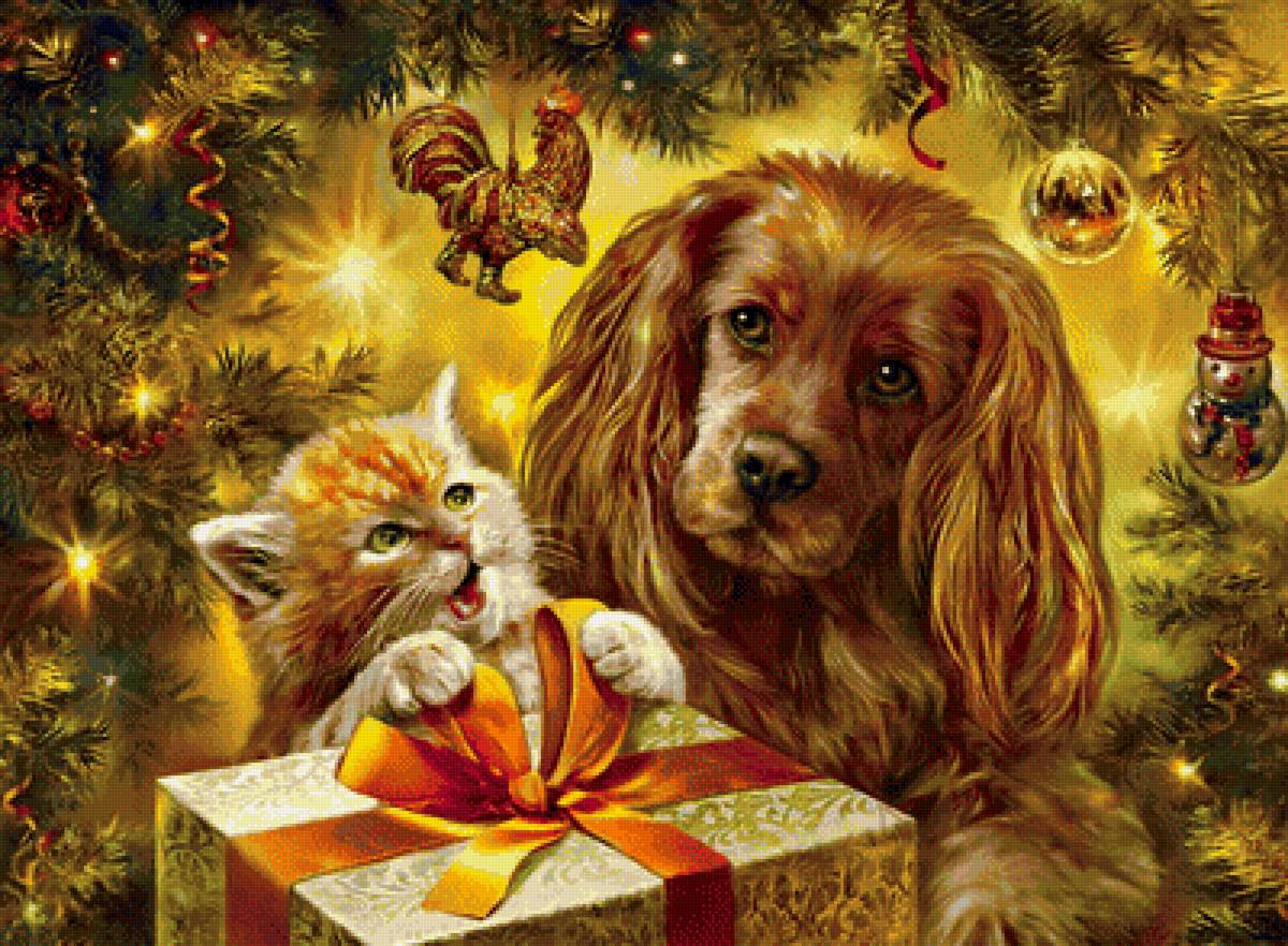 с новым годом! - щенок, собака, праздник, новый год - предпросмотр