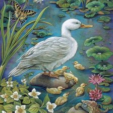 Схема вышивки «Уточка с утятами»