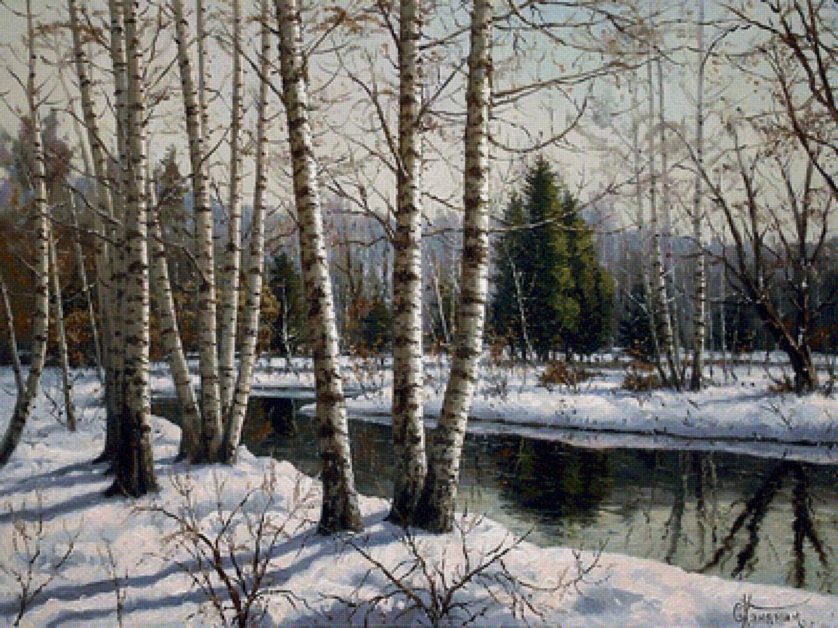 Приближение весны - березы, весна, зима - предпросмотр