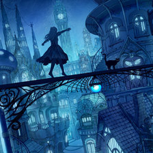 Схема вышивки «С котом по крышам»