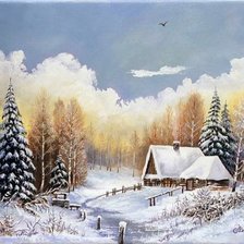 Схема вышивки «зимняя картина»