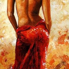 Схема вышивки «Девушка в красном»