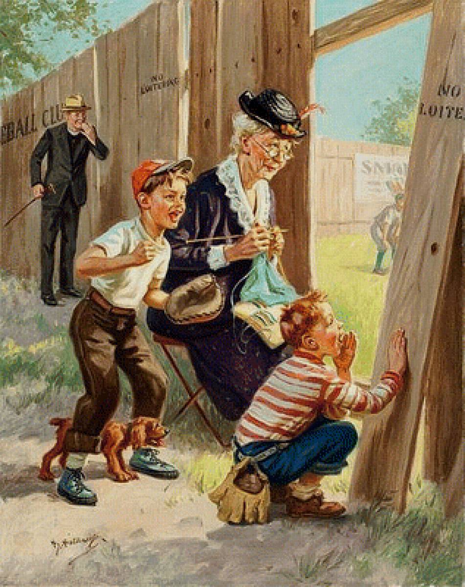 детство - картина, природа, люди - предпросмотр