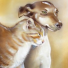 Схема вышивки «Кот и собака»