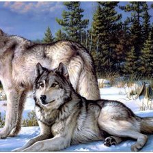 Схема вышивки «Волки»