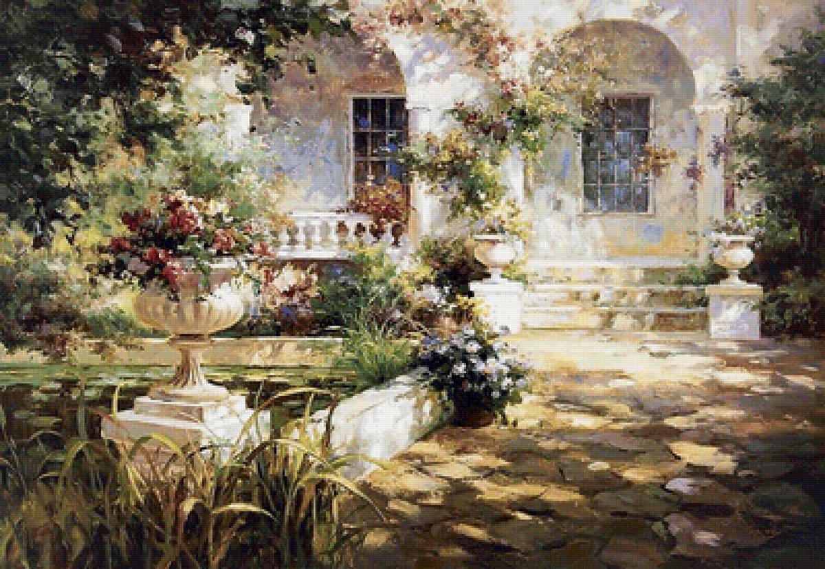 №1642660 - живопись, картина, дом, лето - предпросмотр