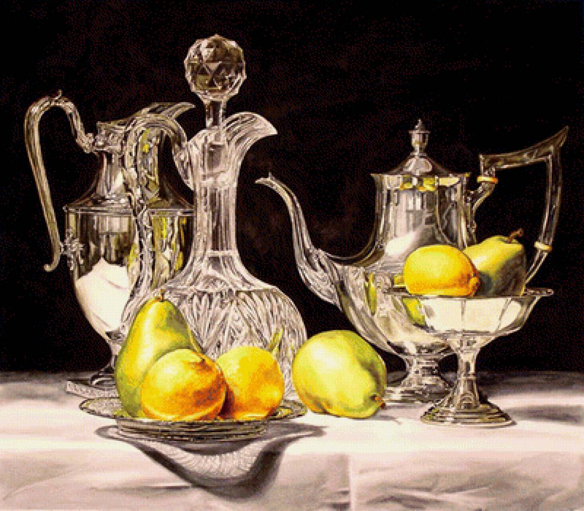 Серебро и хрусталь - натюрморт, живопись - предпросмотр